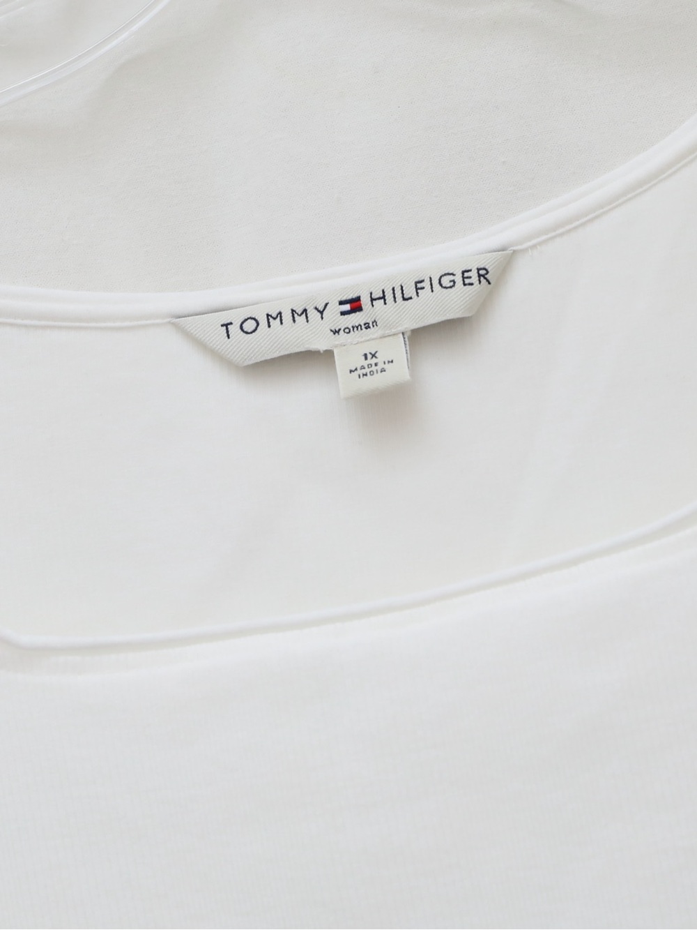 Tommy Hilfiger white stretch top plus size tank 1X casual slim fit cotton blend - Picture 2 of 5